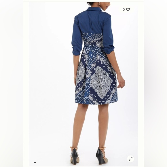ANTHROPOLOGIE Holding Horses Flared Bandana Western Shirtdress Size 0 - Picture 13 of 16
